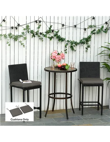 Outsunny Set of 2 Garden Chair Cushions with Ties, 45 x 45 cm Replacement Cushions for Outdoor Furniture, Dark Grey