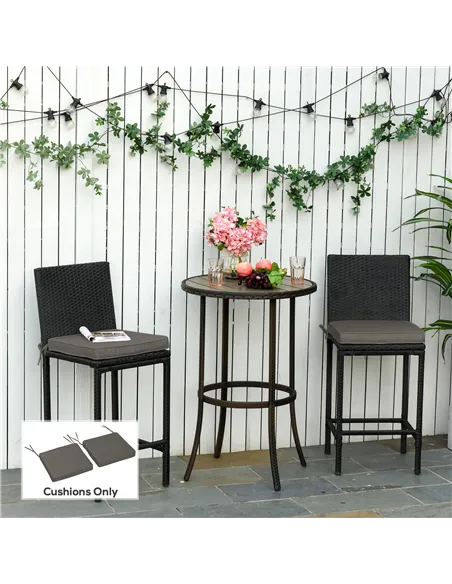 Outsunny Set of 2 Garden Chair Cushions with Ties, 45 x 45 cm Replacement Cushions for Outdoor Furniture, Dark Grey