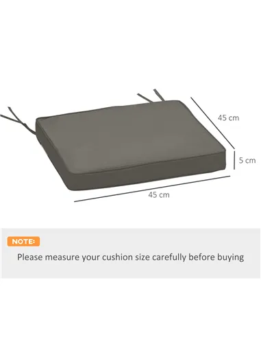Outsunny Set of 2 Garden Chair Cushions with Ties, 45 x 45 cm Replacement Cushions for Outdoor Furniture, Dark Grey