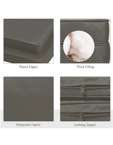 Outsunny Set of 2 Garden Chair Cushions with Ties, 45 x 45 cm Replacement Cushions for Outdoor Furniture, Dark Grey