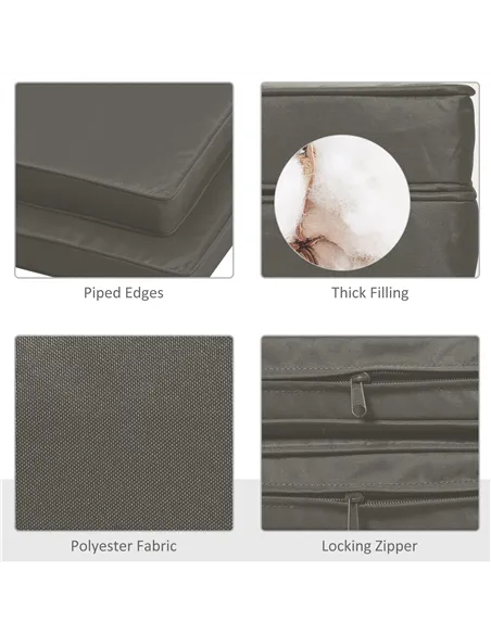 Outsunny Set of 2 Garden Chair Cushions with Ties, 45 x 45 cm Replacement Cushions for Outdoor Furniture, Dark Grey