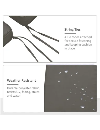 Outsunny Set of 2 Garden Chair Cushions with Ties, 45 x 45 cm Replacement Cushions for Outdoor Furniture, Dark Grey