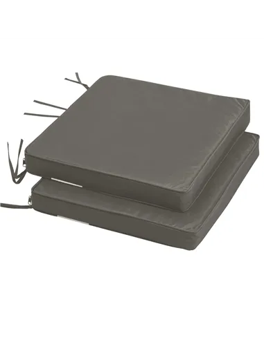 Outsunny Set of 2 Garden Chair Cushions with Ties, 45 x 45 cm Replacement Cushions for Outdoor Furniture, Dark Grey