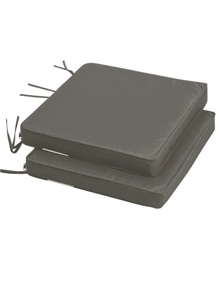 Outsunny Set of 2 Garden Chair Cushions with Ties, 45 x 45 cm Replacement Cushions for Outdoor Furniture, Dark Grey