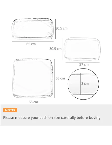 Outsunny Garden Rattan Sofa Cushion Polyester Cover Replacement Outdoor- No Cushion Included, Dark Grey