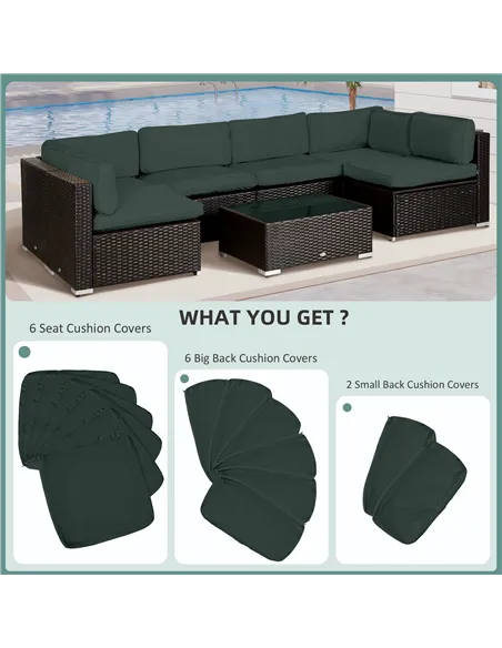 Outsunny Garden Rattan Sofa Cushion Polyester Cover Replacement Outdoor- No Cushion Included, Dark Grey