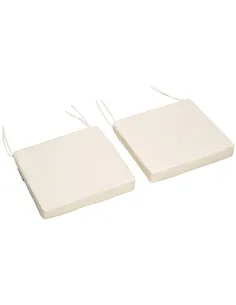 Outsunny Set of 2 Garden Chair Cushions with Ties, 45 x 45 cm Replacement Cushions for Outdoor Furniture, Cream White
