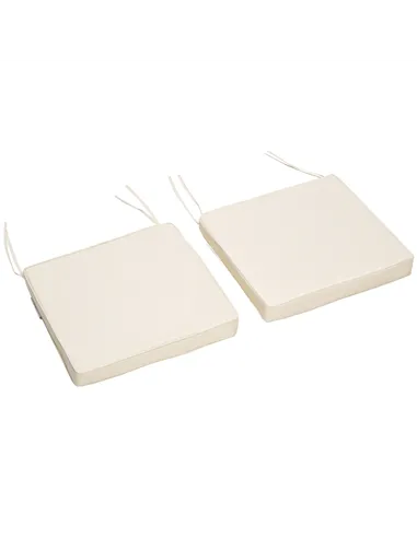 Outsunny Set of 2 Garden Chair Cushions with Ties, 45 x 45 cm Replacement Cushions for Outdoor Furniture, Cream White
