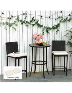 Outsunny Set of 2 Garden Chair Cushions with Ties, 45 x 45 cm Replacement Cushions for Outdoor Furniture, Cream White 2