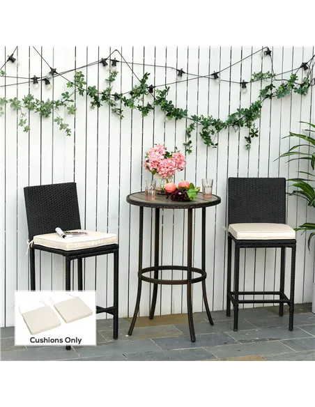 Outsunny Set of 2 Garden Chair Cushions with Ties, 45 x 45 cm Replacement Cushions for Outdoor Furniture, Cream White