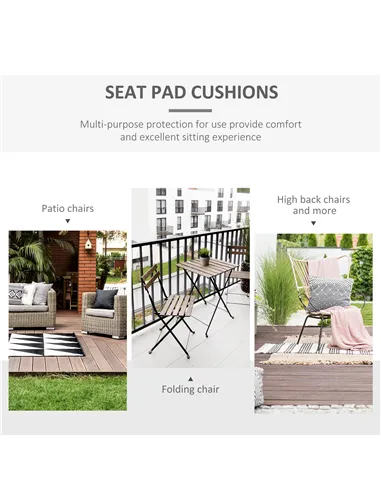 Outsunny Set of 2 Garden Chair Cushions with Ties, 45 x 45 cm Replacement Cushions for Outdoor Furniture, Cream White