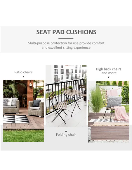 Outsunny Set of 2 Garden Chair Cushions with Ties, 45 x 45 cm Replacement Cushions for Outdoor Furniture, Cream White