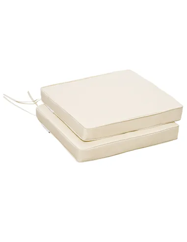Outsunny Set of 2 Garden Chair Cushions with Ties, 45 x 45 cm Replacement Cushions for Outdoor Furniture, Cream White