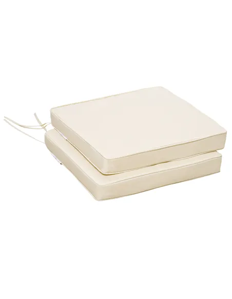 Outsunny Set of 2 Garden Chair Cushions with Ties, 45 x 45 cm Replacement Cushions for Outdoor Furniture, Cream White