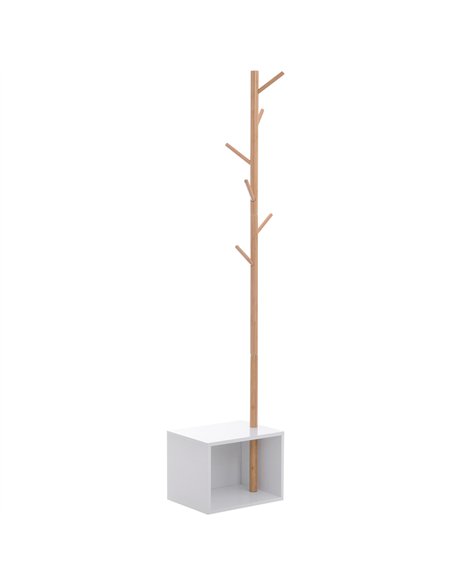 HOMCOM 180 cm Hallway Coat Rack Storage Bench Tree Hat Hanger Entryway Stand Garment Organiser Bedroom Living Room