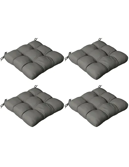 Outsunny 4-Piece Seat Cushion Pillows Replacement, Patio Chair Cushions Set with Ties for Indoor Outdoor, Charcoal Grey