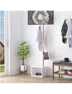 HOMCOM 180 cm Hallway Coat Rack Storage Bench Tree Hat Hanger Entryway Stand Garment Organiser Bedroom Living Room 2