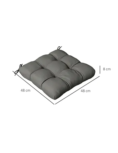 Outsunny 4-Piece Seat Cushion Pillows Replacement, Patio Chair Cushions Set with Ties for Indoor Outdoor, Charcoal Grey