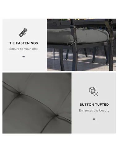 Outsunny 4-Piece Seat Cushion Pillows Replacement, Patio Chair Cushions Set with Ties for Indoor Outdoor, Charcoal Grey