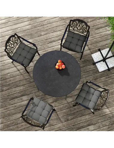 Outsunny 4-Piece Seat Cushion Pillows Replacement, Patio Chair Cushions Set with Ties for Indoor Outdoor, Charcoal Grey