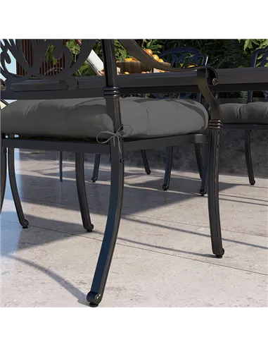 Outsunny 4-Piece Seat Cushion Pillows Replacement, Patio Chair Cushions Set with Ties for Indoor Outdoor, Charcoal Grey