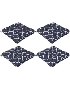 Outsunny 4-Piece Seat Cushion Pillows Replacement, Patio Chair Cushions Set with Ties for Indoor Outdoor, Blue