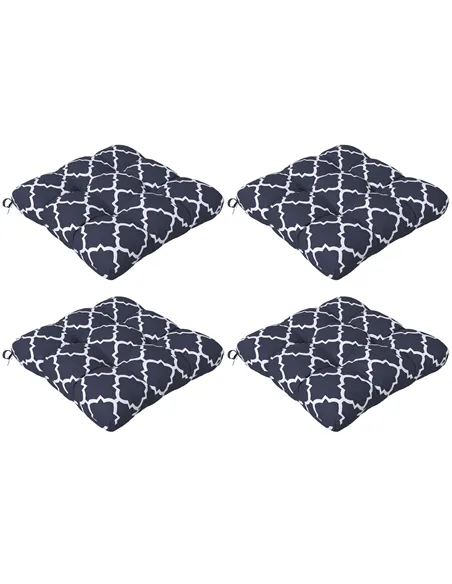 Outsunny 4-Piece Seat Cushion Pillows Replacement, Patio Chair Cushions Set with Ties for Indoor Outdoor, Blue