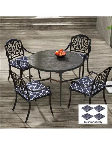 Outsunny 4-Piece Seat Cushion Pillows Replacement, Patio Chair Cushions Set with Ties for Indoor Outdoor, Blue