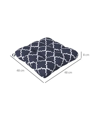 Outsunny 4-Piece Seat Cushion Pillows Replacement, Patio Chair Cushions Set with Ties for Indoor Outdoor, Blue