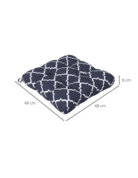 Outsunny 4-Piece Seat Cushion Pillows Replacement, Patio Chair Cushions Set with Ties for Indoor Outdoor, Blue