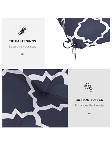 Outsunny 4-Piece Seat Cushion Pillows Replacement, Patio Chair Cushions Set with Ties for Indoor Outdoor, Blue