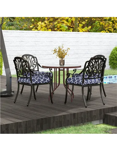 Outsunny 4-Piece Seat Cushion Pillows Replacement, Patio Chair Cushions Set with Ties for Indoor Outdoor, Blue