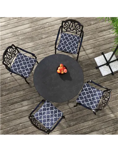 Outsunny 4-Piece Seat Cushion Pillows Replacement, Patio Chair Cushions Set with Ties for Indoor Outdoor, Blue