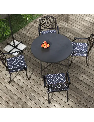 Outsunny 4-Piece Seat Cushion Pillows Replacement, Patio Chair Cushions Set with Ties for Indoor Outdoor, Blue