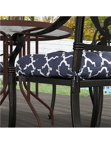 Outsunny 4-Piece Seat Cushion Pillows Replacement, Patio Chair Cushions Set with Ties for Indoor Outdoor, Blue