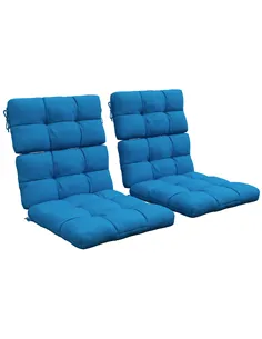 Outsunny 2-Piece Seat Cushion Replacement with Backrest, Garden Patio Chair Cushions Set with Ties, Blue