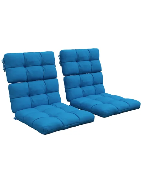 Outsunny 2-Piece Seat Cushion Replacement with Backrest, Garden Patio Chair Cushions Set with Ties, Blue