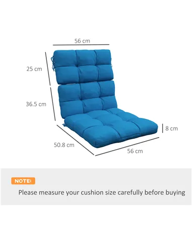 Outsunny 2-Piece Seat Cushion Replacement with Backrest, Garden Patio Chair Cushions Set with Ties, Blue