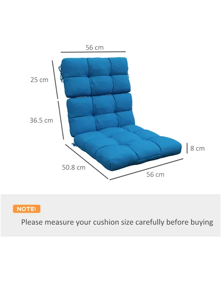 Outsunny 2-Piece Seat Cushion Replacement with Backrest, Garden Patio Chair Cushions Set with Ties, Blue