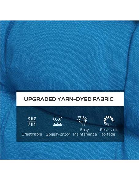 Outsunny 2-Piece Seat Cushion Replacement with Backrest, Garden Patio Chair Cushions Set with Ties, Blue