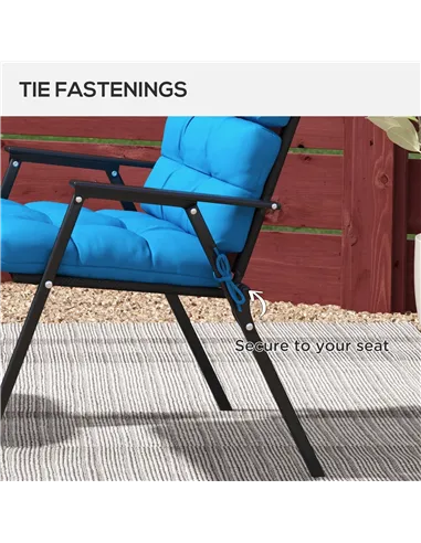 Outsunny 2-Piece Seat Cushion Replacement with Backrest, Garden Patio Chair Cushions Set with Ties, Blue