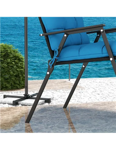 Outsunny 2-Piece Seat Cushion Replacement with Backrest, Garden Patio Chair Cushions Set with Ties, Blue