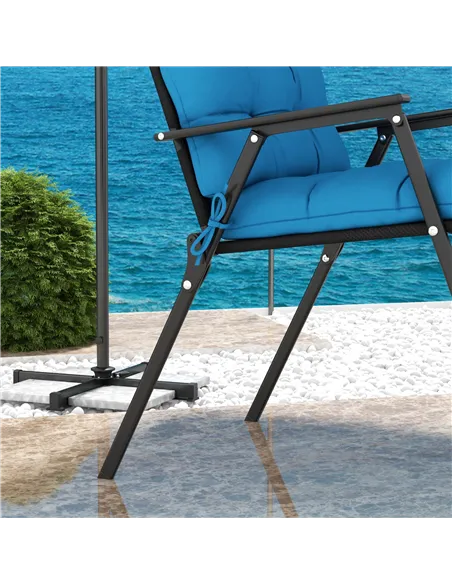 Outsunny 2-Piece Seat Cushion Replacement with Backrest, Garden Patio Chair Cushions Set with Ties, Blue