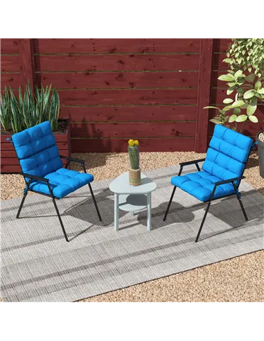 Outsunny 2-Piece Seat Cushion Replacement with Backrest, Garden Patio Chair Cushions Set with Ties, Blue