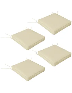Outsunny 4-Piece Seat Cushions Pillow Replacement, Patio Chair Cushions Set with Ties for Indoor Outdoor, Beige
