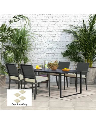 Outsunny 4-Piece Seat Cushions Pillow Replacement, Patio Chair Cushions Set with Ties for Indoor Outdoor, Beige