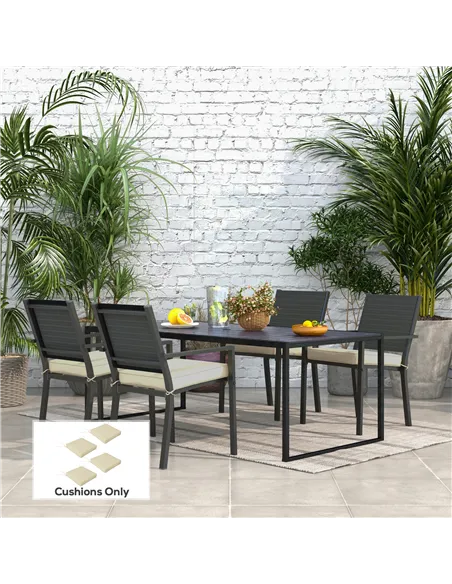 Outsunny 4-Piece Seat Cushions Pillow Replacement, Patio Chair Cushions Set with Ties for Indoor Outdoor, Beige