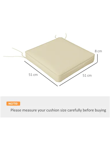 Outsunny 4-Piece Seat Cushions Pillow Replacement, Patio Chair Cushions Set with Ties for Indoor Outdoor, Beige