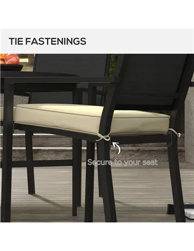 Outsunny 4-Piece Seat Cushions Pillow Replacement, Patio Chair Cushions Set with Ties for Indoor Outdoor, Beige