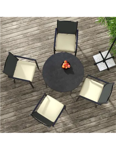 Outsunny 4-Piece Seat Cushions Pillow Replacement, Patio Chair Cushions Set with Ties for Indoor Outdoor, Beige